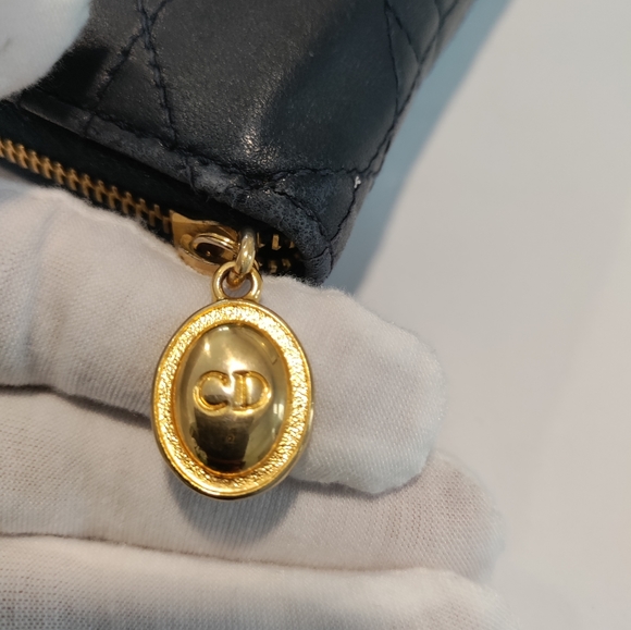 Dior Navy Blue Zip round wallet Cannage - Picture 3 of 14